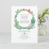 Watercolor Succulenten Bruiloft Kaart (Staand voorkant)