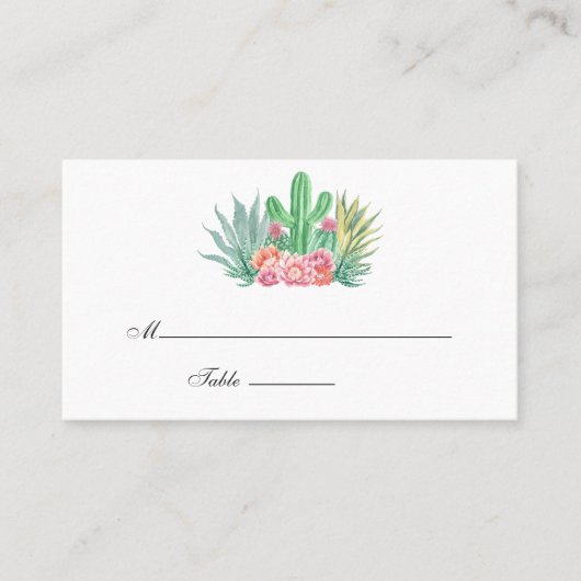 Watercolor Succulenten Bruiloft Plaatskaartje (Voorkant)