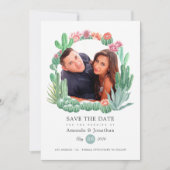 Watercolor Succulenten Bruiloft Save The Date (Voorkant)