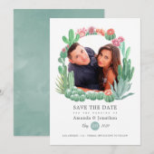 Watercolor Succulenten Bruiloft Save The Date (Voorkant / Achterkant)