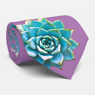 Watercolor Succulenten op Lavendel Stropdas