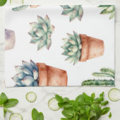 Watercolor Succulenten Patroon Theedoek (Gevouwen)