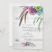 Watercolor Succulenten QR Code Boheem Huwelijk Kaart (Voorkant)