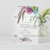 Watercolor Succulenten QR Code Boheem Huwelijk Kaart (Staand voorkant)