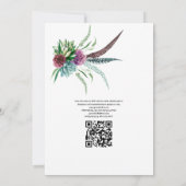 Watercolor Succulenten QR Code Boheem Huwelijk Kaart (Achterkant)
