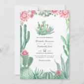 Watercolor Succulenten QR Code RSVP Bruiloft Kaart (Voorkant)