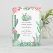 Watercolor Succulenten QR Code RSVP Bruiloft Kaart (Staand voorkant)