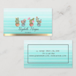 Watercolor Succulenten Streep Ombre Visitekaartje