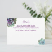 Watercolor Succulenten Trouw Uitnodiging Details (Staand voorkant)