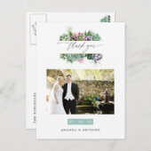 Watercolor Succulenten Trouwfoto Bedankt Briefkaart (Voorkant / Achterkant)