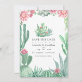 Watercolor Succulenten Trouwfoto Save The Date (Voorkant)