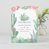 Watercolor Succulenten Trouwfoto Save The Date (Staand voorkant)