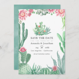 Watercolor Succulenten Trouwfoto Save The Date