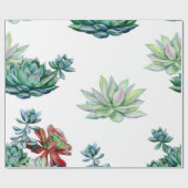 Watercolor succulents seamless pattern, echeveria cadeaupapier (Vlak)