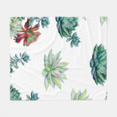 Watercolor succulents seamless pattern, echeveria fleece deken (Voorkant (Horizontaal))