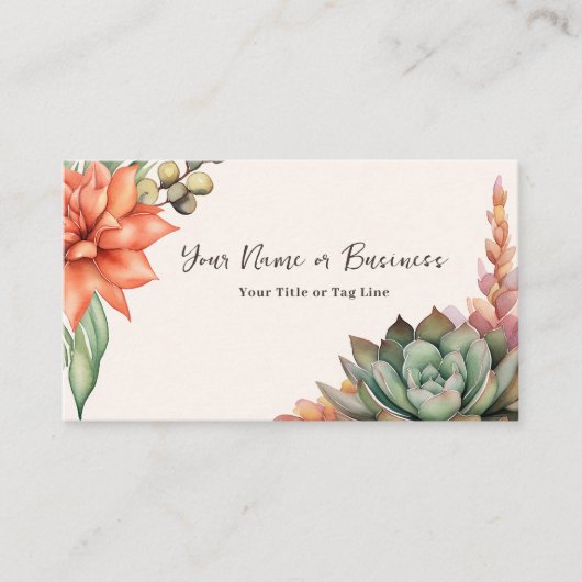 Watercolor Succulents Southwest Desert Visitekaartje (Voorkant)