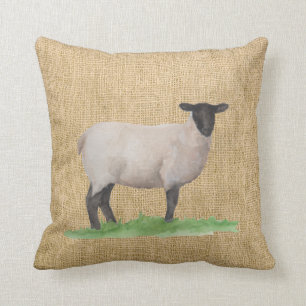 Watercolor Suffolk-schaap Kussen