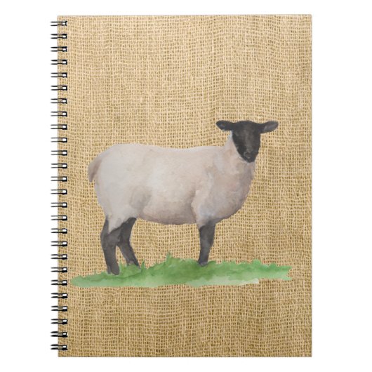Watercolor Suffolk-schaap Notitieboek (Voorkant)