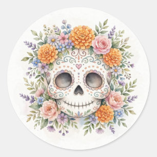 Watercolor Suiker Schedel Dag Van De Doden Sticker