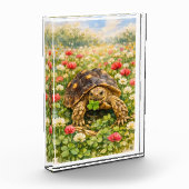 Watercolor Sulcata Tortoise with lucky clover Fotoblokken (Links)