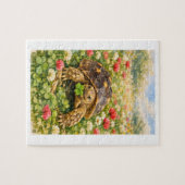 Watercolor Sulcata Tortoise with lucky clover Legpuzzel (Horizontaal)