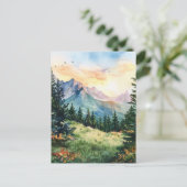 Watercolor Summer Mountain Briefkaart (Staand voorkant)