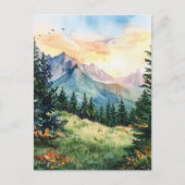 Watercolor Summer Mountain Briefkaart (Voorkant)