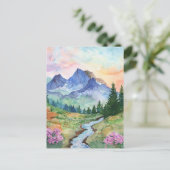 Watercolor Summer Mountain Briefkaart (Staand voorkant)
