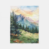 Watercolor Summer Mountain Fleece Deken (Voorkant)