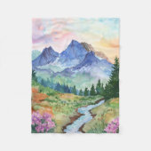 Watercolor Summer Mountain Fleece Deken (Voorkant)