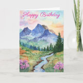 Watercolor Summer Mountain Kaart (Voorkant)