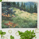 Watercolor Summer Mountain Theedoek (Gevouwen)