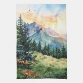 Watercolor Summer Mountain Theedoek (Verticaal)