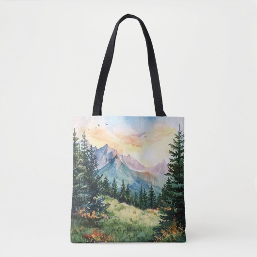 Watercolor Summer Mountain Tote Bag (Voorkant)