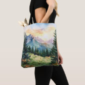 Watercolor Summer Mountain Tote Bag (Dichtbij)