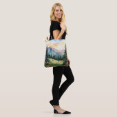 Watercolor Summer Mountain Tote Bag (Op model)
