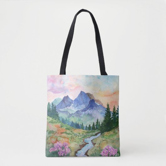 Watercolor Summer Mountain Tote Bag (Voorkant)