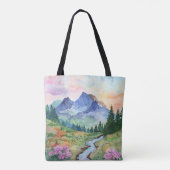 Watercolor Summer Mountain Tote Bag (Achterkant)