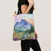 Watercolor Summer Mountain Tote Bag (Dichtbij)