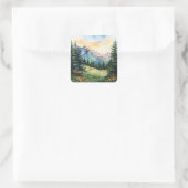 Watercolor Summer Mountain Vierkante Sticker (Tas)