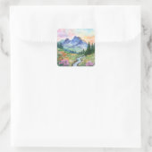 Watercolor Summer Mountain Vierkante Sticker (Tas)