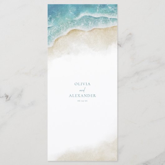 Watercolor Summer Ocean Beach Wedding Menu (Achterkant)