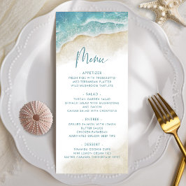 Watercolor Summer Ocean Beach Wedding Menu