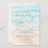Watercolor Summer On The Beach Wedding Kaart (Voorkant)