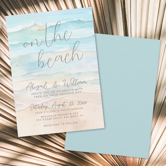 Watercolor Summer On The Beach Wedding Kaart