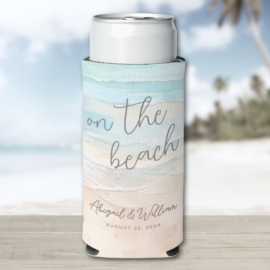 Watercolor Summer On The Beach Wedding Seltzer Blikjeskoeler