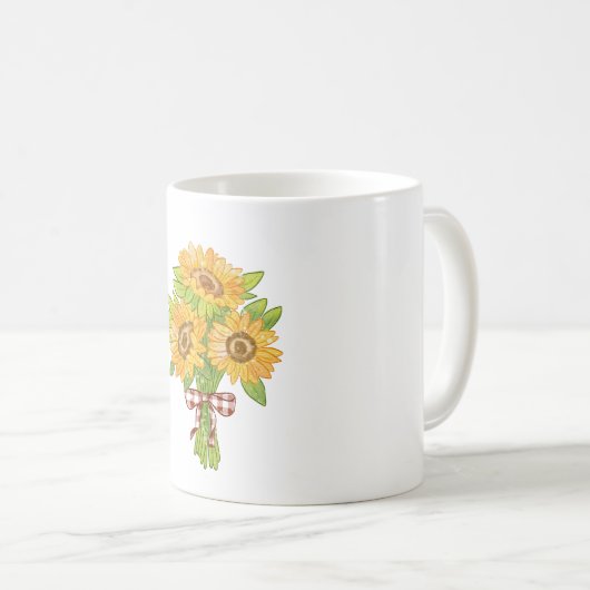 Watercolor Sunflower Bouquet Clipart Koffiemok (Voorkant rechts)
