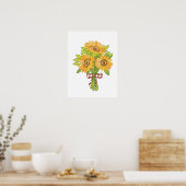 Watercolor Sunflower Bouquet  Poster (Keuken)