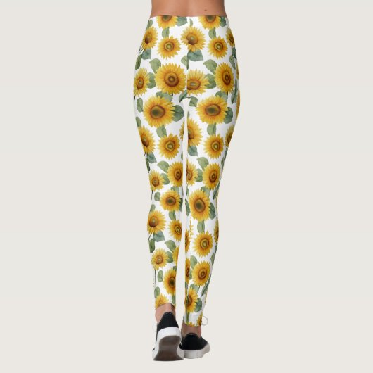 Watercolor Sunflower Floral Pattern Leggings (Achterkant)