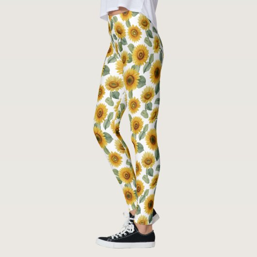 Watercolor Sunflower Floral Pattern Leggings (Links)